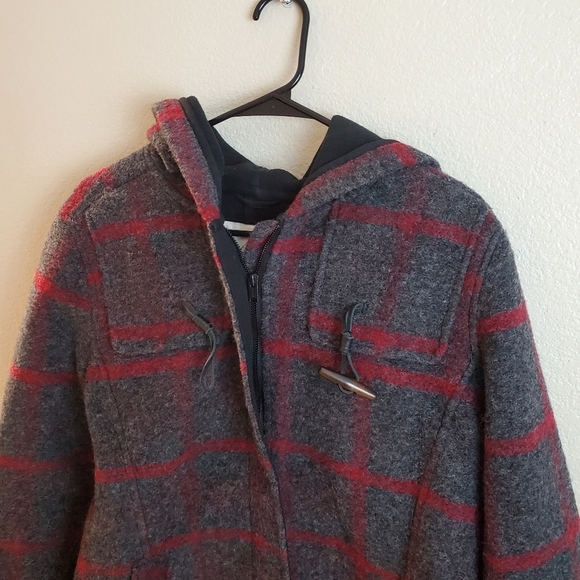 Woolrich Ember Peak Wool Plaid Checked Hoodie Winter Snow Fall Pea Coat - Picture 5 of 14
